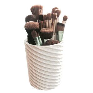 White Spiral Organizer Makeup Brush Holder Pen Cup Desk Vanity‎ Craft Storage